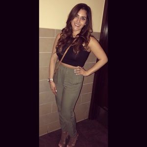 Olive green high waist trousers
